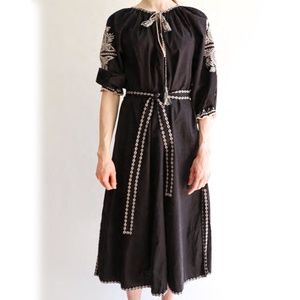 Ulla Johnson Embroidered Black Dress
